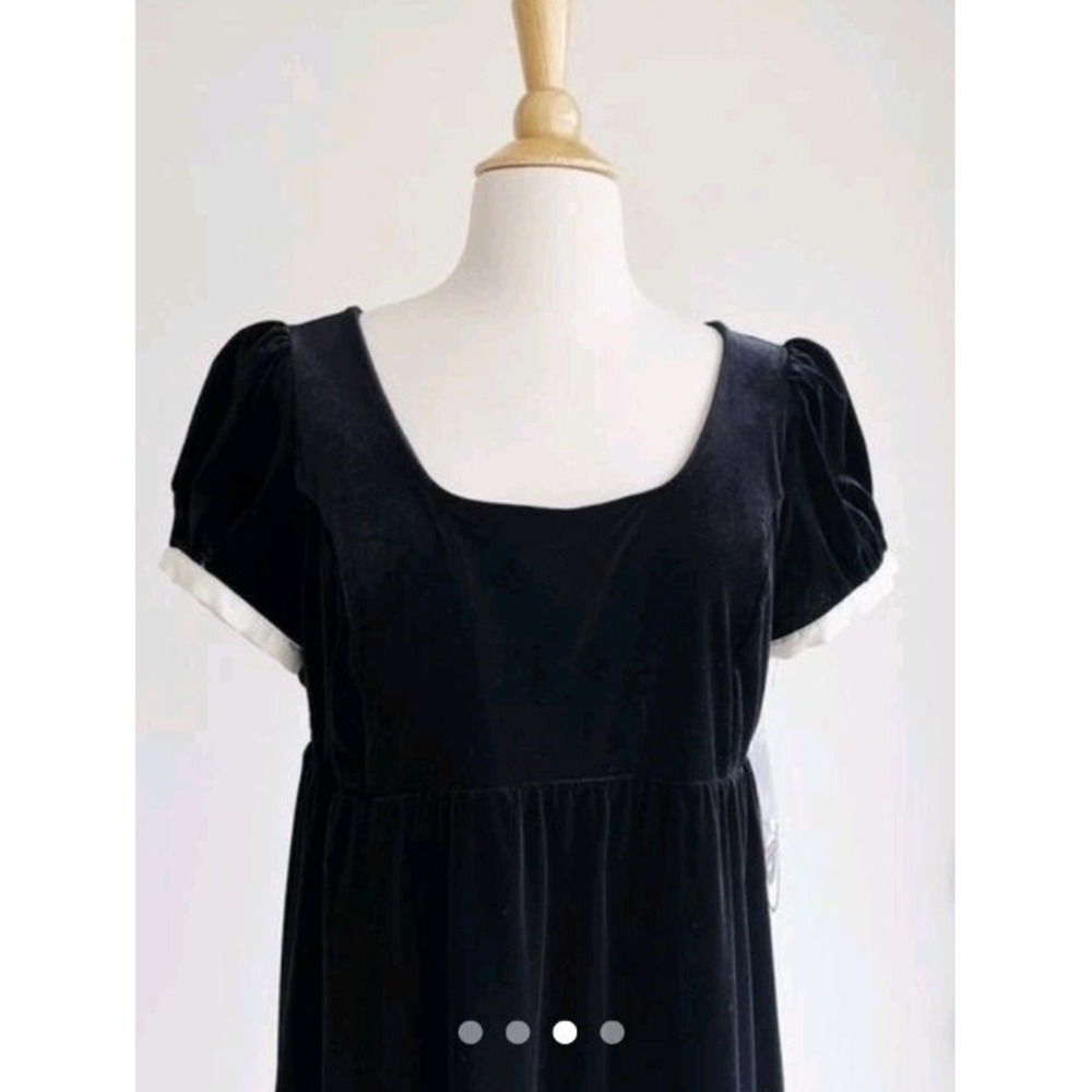 108. Behnaz Sarafpour for Target Women's Black Velvet Baby Doll Dress Sz 5/small - Picture 5 of 5